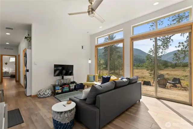 Bright and breezy — Oversized sliding glass doors create a seamless flow to outdoor living.