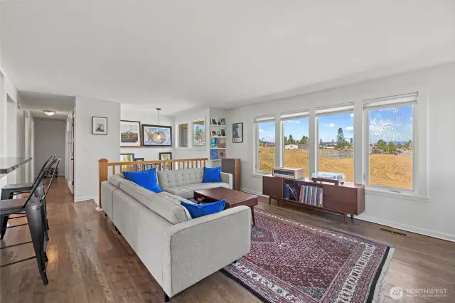 View of the living room from the dining area