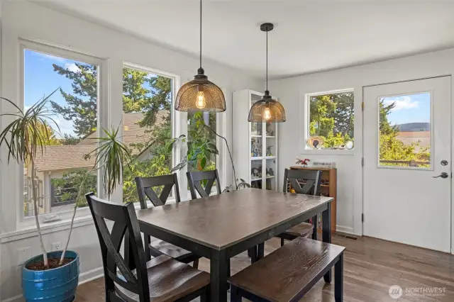 Dining area with views of Mt. Baker and Padilla Bay
