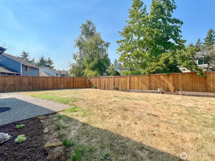 Fenced Yard with Raised Beds