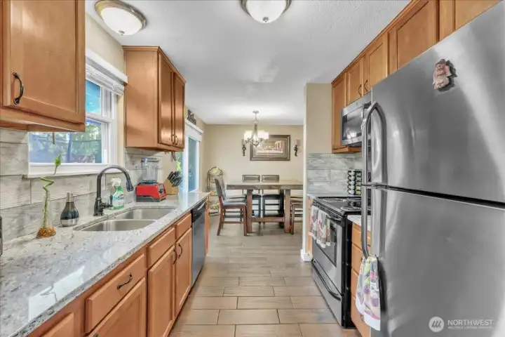 Kitchen with stainless steel appliances