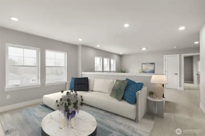 Virtually Staged Loft Space - Photos are for representation only.  Features, colors and selections may differ from photograph. See site agent for details.