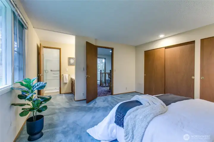 Primary suite has dedicated 3/4 bath