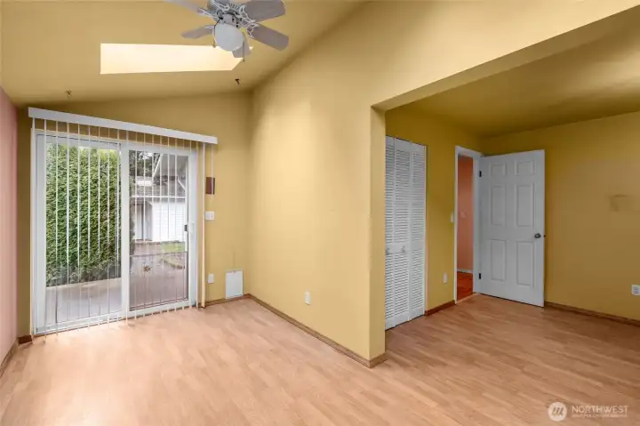 Bedroom with access to the backyard.