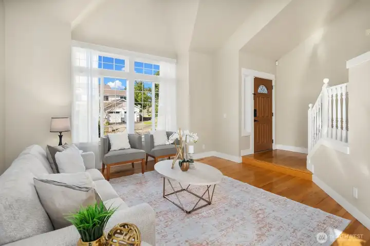 View of living room from the dining area.
