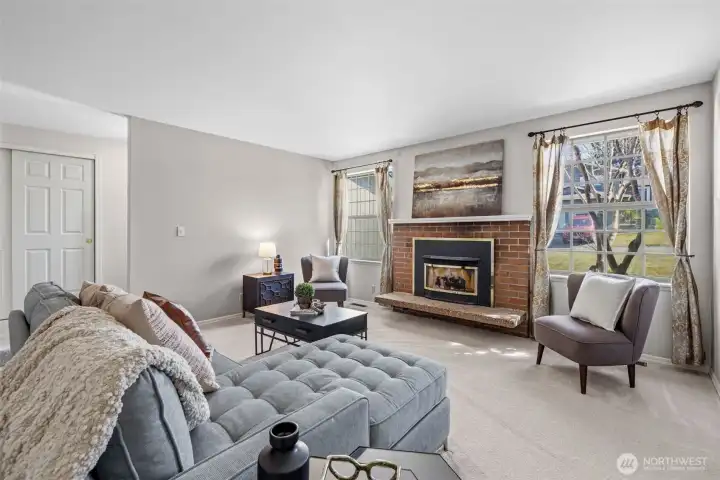 Spacious living room with options for your furniture.