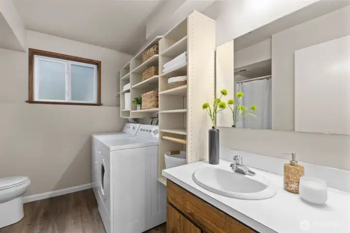 Basement bathroom / laundry room.
