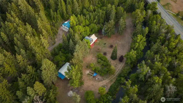 Ariel of property, Garage Home and party barn - guest house Ariel of property, Garage Home and party barn - guest house