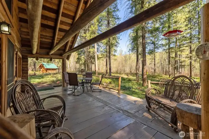 Large porch for gatherings and enjoying the abundant sounds of nature.