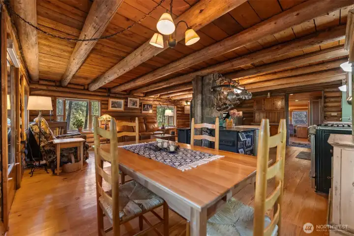Dining corner is open to both kitchen and living room space for free-flowing conversations.