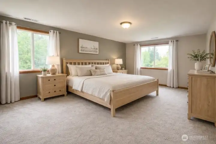 Primary bedroom virtually staged