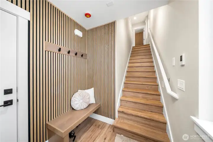 Entry with bult in bench and coat hooks