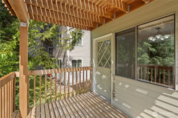 Unit A deck. All decks were recently powerwashed and are in fantastic shape. Unit A deck. All decks were recently powerwashed and are in fantastic shape.