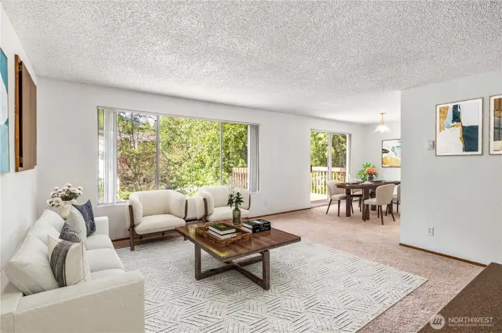Unit C living room view with large windows for excellent natural light. Virtually staged. Unit C living room view with large windows for excellent natural light. Virtually staged.