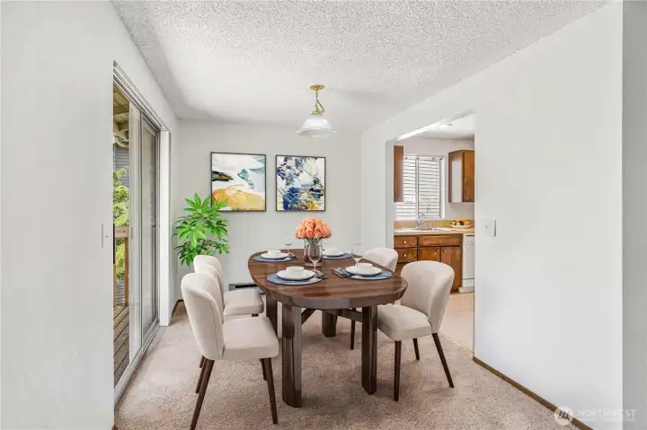Unit C separate and spacious dining area. Virtually staged. Unit C separate and spacious dining area. Virtually staged.