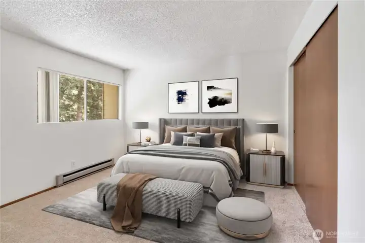 Unit C bedroom #2 with plenty of closet space. Virtually staged. Unit C bedroom #2 with plenty of closet space. Virtually staged.
