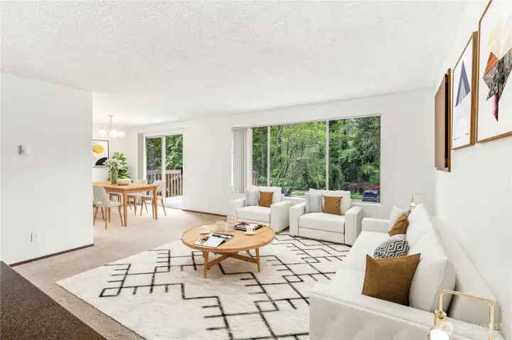Unit D living room and dining room. Virtually staged. Unit D living room and dining room. Virtually staged.