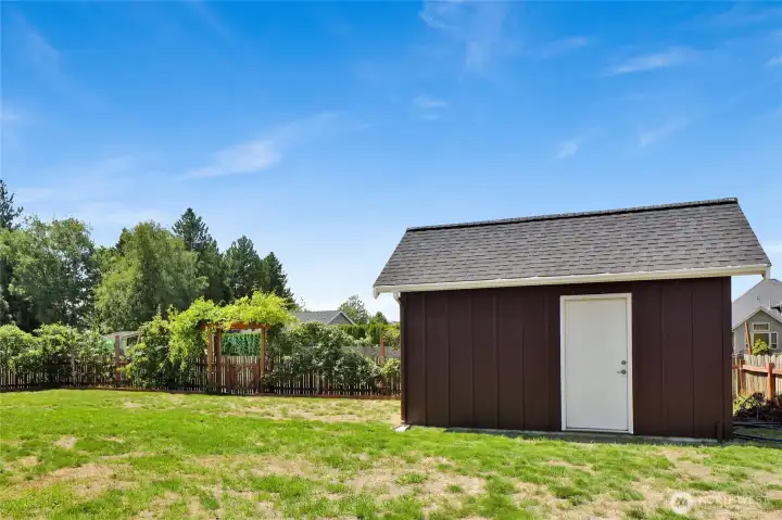 Beyond storage, this versatile shed offers exciting possibilities, including framing already in place for a future private sauna!