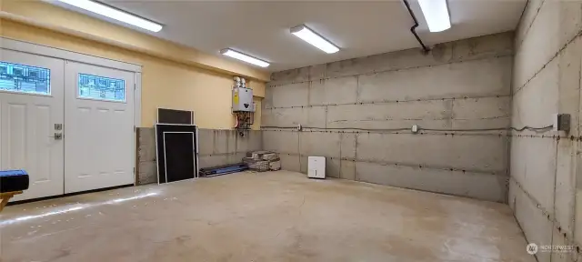 Huge storage area leads to backyard