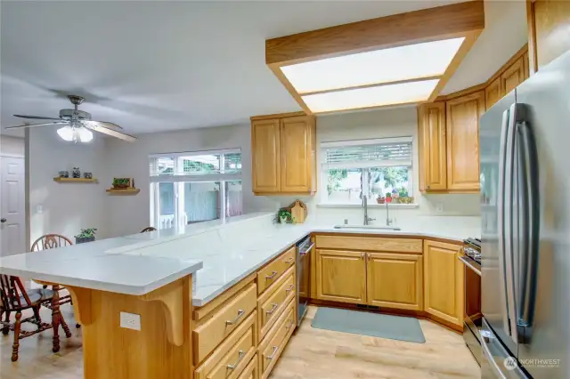 Solid surface quartz countertops.