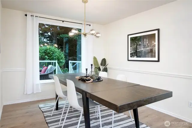 Big picture windows, great formal dining room
