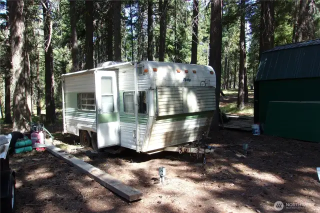 old camp trailer included