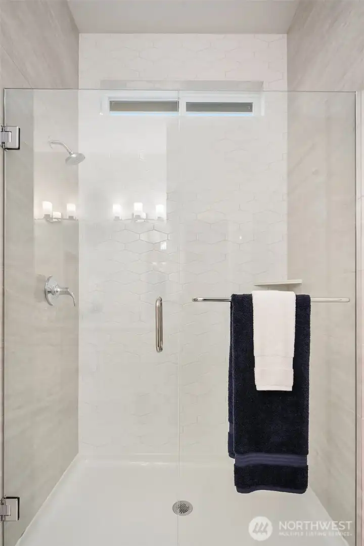 Luxury tile shower in primary bath
