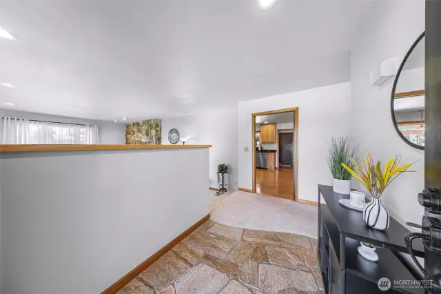 A stone entry way welcoming you into the home.