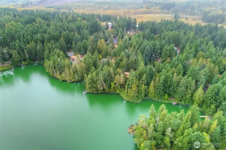 Drone photos of lake and community