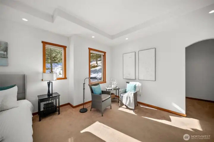 Reading nook in Primary bedroom and walk-in closet
