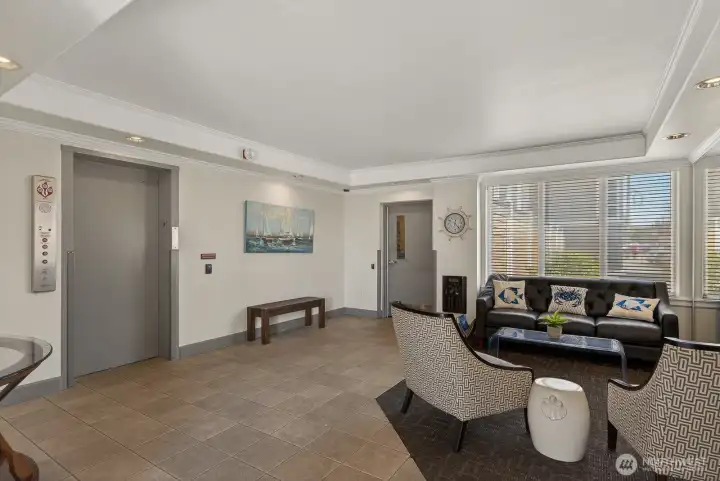 Comfortable updated lobby to great guest.