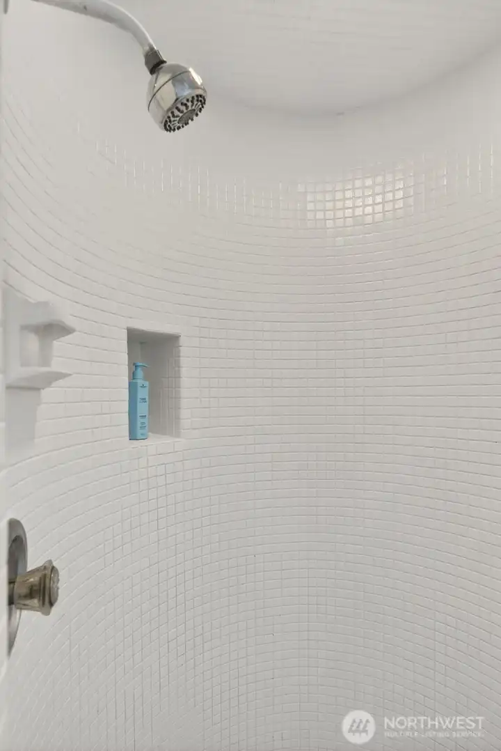 Unique round tile shower!