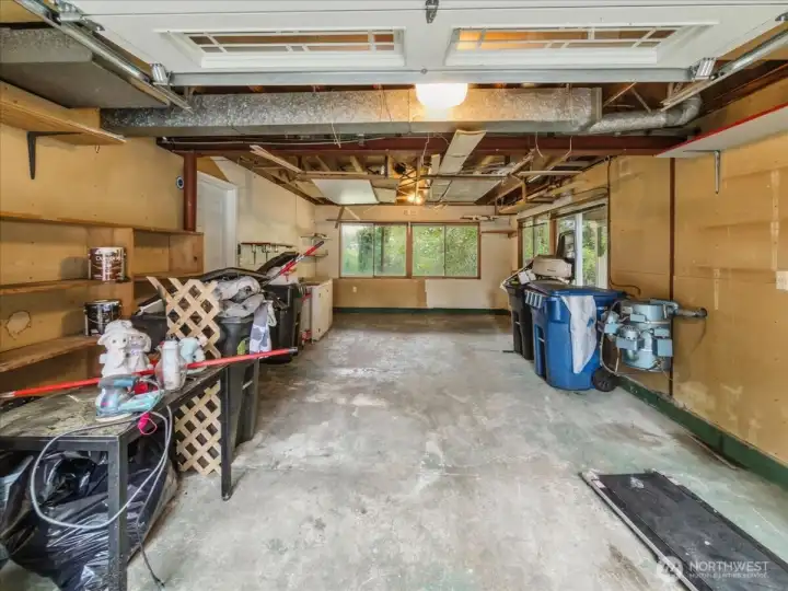 Deep, single car garage allows extra room for storage.