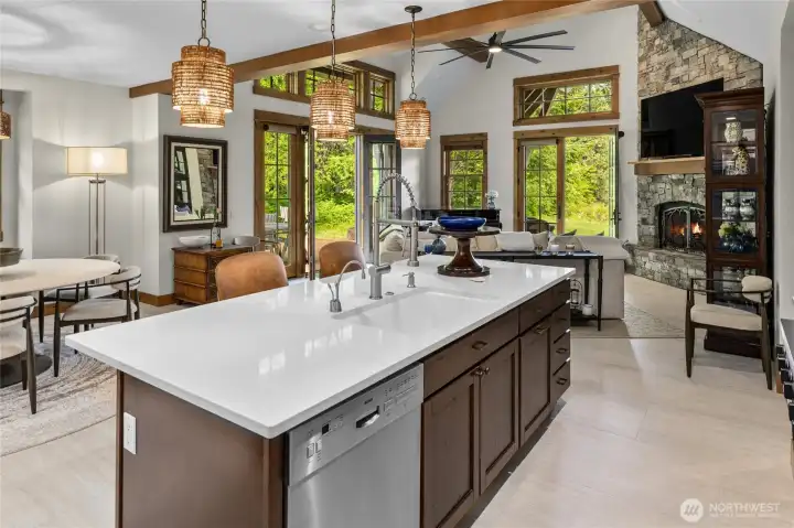 New kitchen countertops, sink, faucet & insta hot/cold dispenser is ready to serve all your guests.