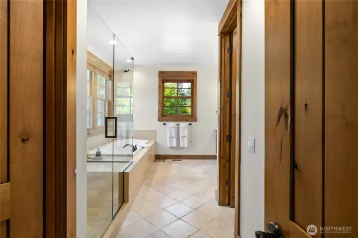 Primary ensuite with new lighting.