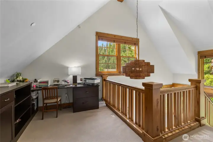 Study nook on the second floor landing.