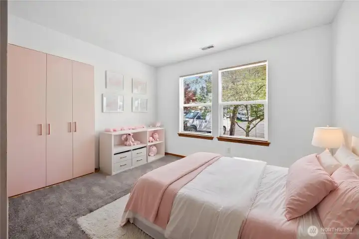Virtually staged second bedroom.