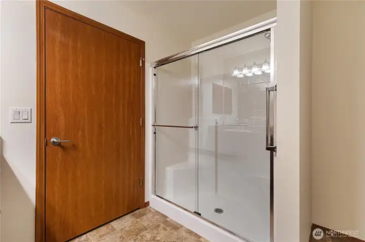 Walk in shower in primary bathroom