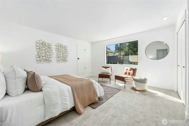 Spacious room with access to a large storage space