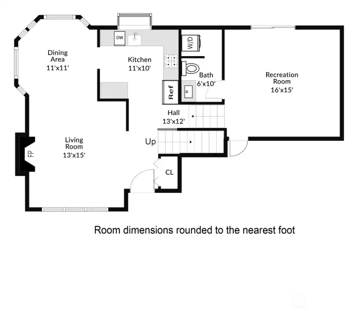 Main level and bonus room in lower level