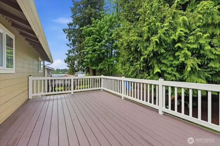 view of lake from deck