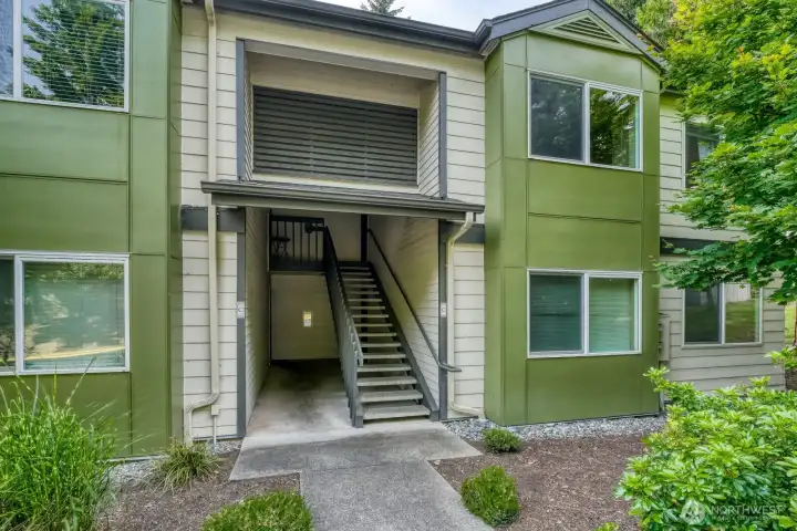 C204 is the Top right, end unit. Nice, new contemporary paneling. The grounds are so beautiful, with an assortment of flowers, trees and shrubs- it's as if a master gardener arranged all the flower beds- rhododendrons, rose bushes Japanese maple trees, fig trees, grapevines, lavendar, daisies +
