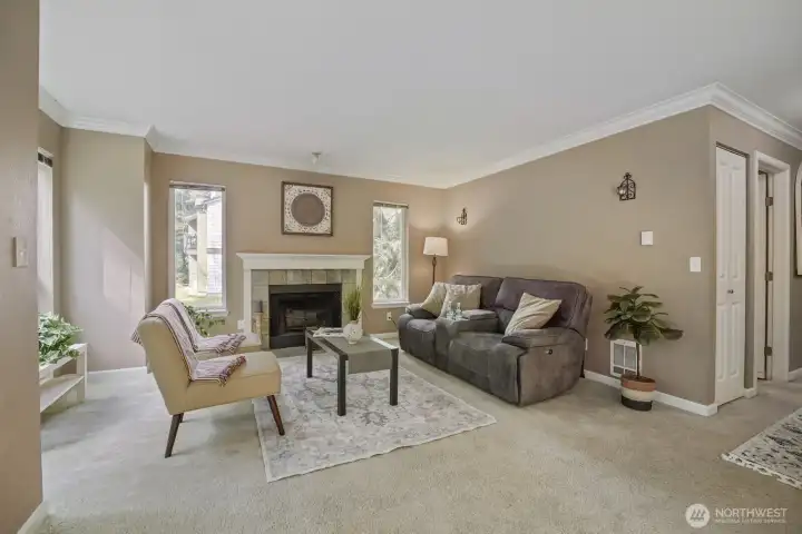 Another great nook area near window for plants or, a desk.  Pictured here is a coat closet off the entry and the next door is the full bathroom
