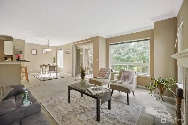 Blended zones for entertaining, relaxing, and working.