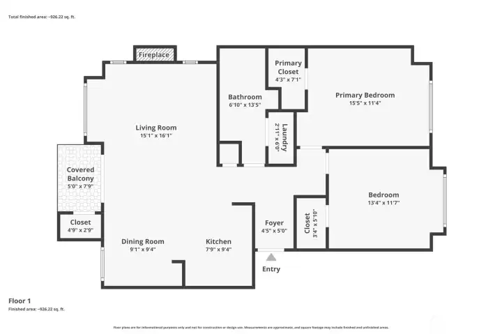 Floor plan with approximate measurements