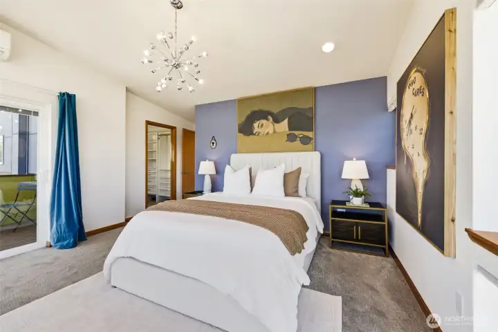 Features a walk-in closet and private balcony Features a walk-in closet and private balcony