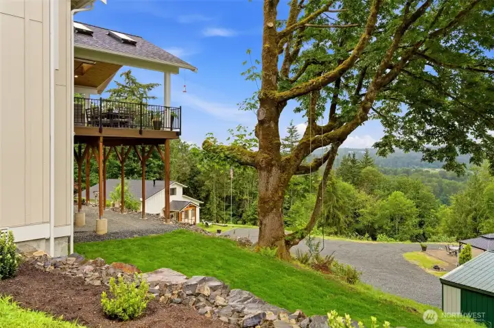 Looking at the 20'x26' covered deck overlooking the second house and sports court.