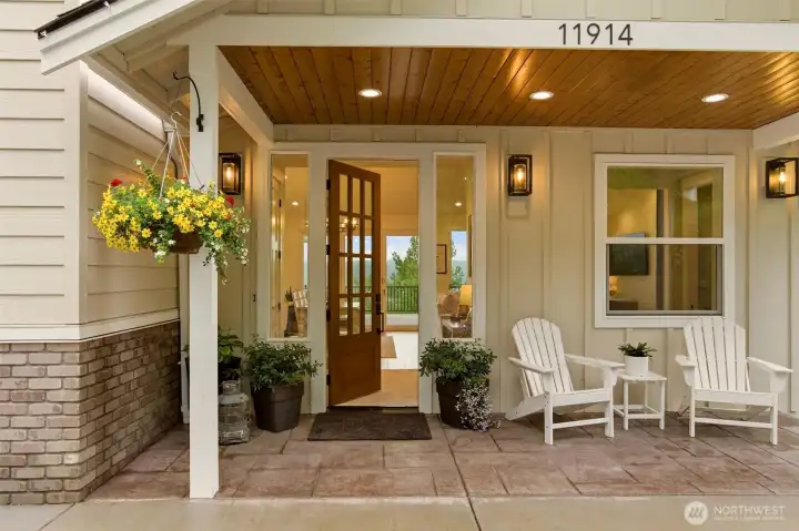 Zero step entry with covered front porch at the main house.