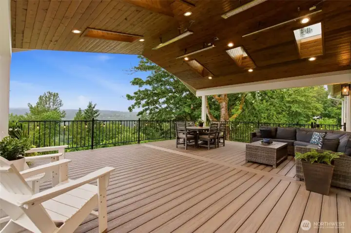 Skylights, haters, and space to entertain on the main house deck.