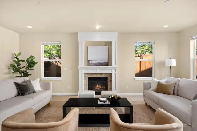An exquisite and spacious family room is a wow!